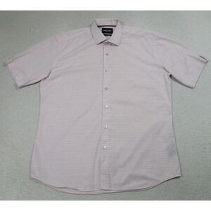 Maceoo Shirt Mens Large Pink Stripe Short Sleeve Button Up Italian Fabrics
